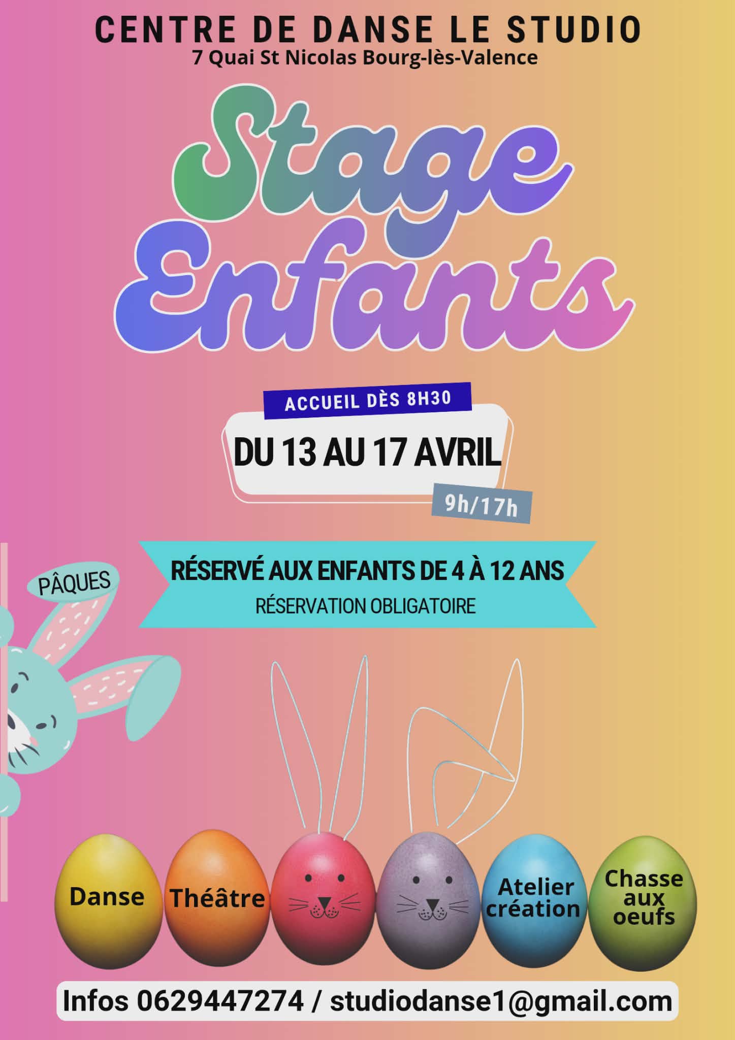 Stage enfants de 4 à 12 ans en Avril 2026 !
